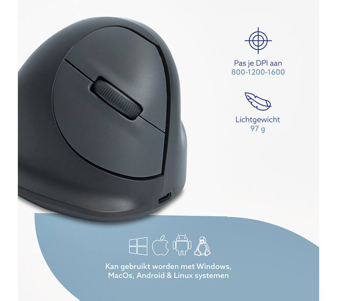Muis R-Go Ergonomisch HE Basic Wireless Rechts M