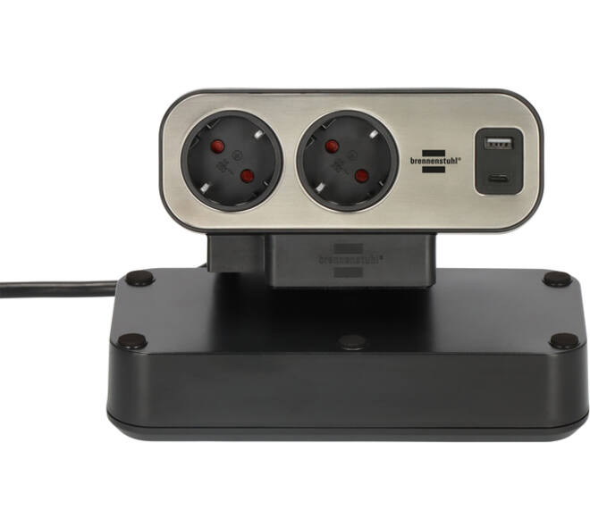 Stekkerdoos Brennenstuhl bureau Estilo 10vdig incl 1 USB C, 1 USB A, 2m zi/zw