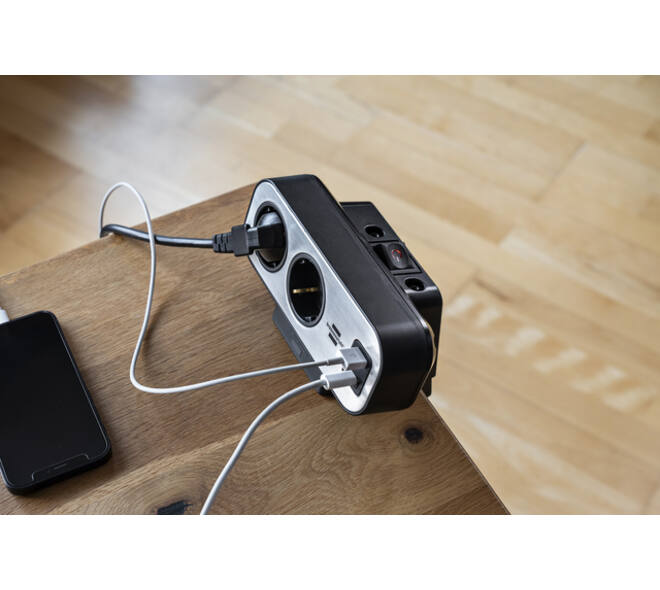 Stekkerdoos Brennenstuhl bureau Estilo 10vdig incl 1 USB C, 1 USB A, 2m zi/zw
