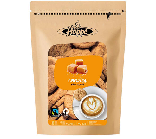 Koekjes Hoppe Cookies fairtrade caramel zeezout circa 125stuks