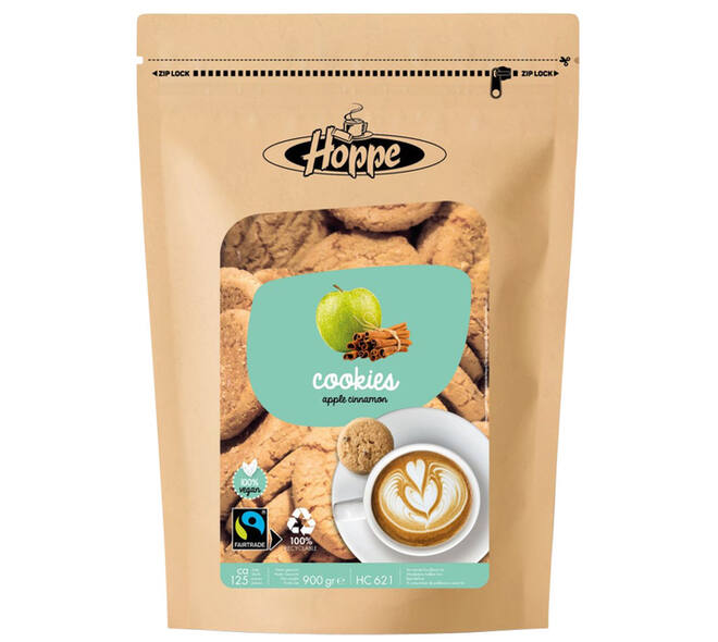 Koekjes Hoppe Cookies fairtrade appel kaneel circa 125stuks