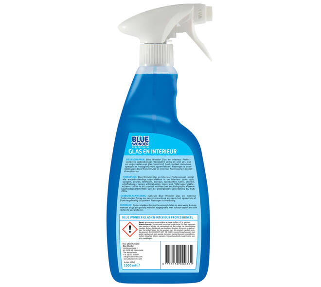 Glasreiniger Blue Wonder Prof glas en interieur spray 1liter