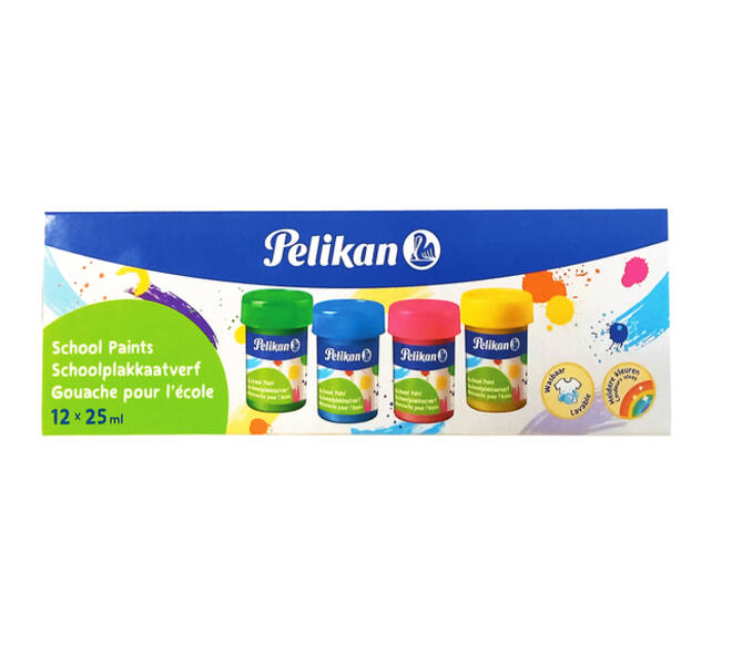 Plakkaatverf Pelikan 20ml assorti doos à 12 potjes