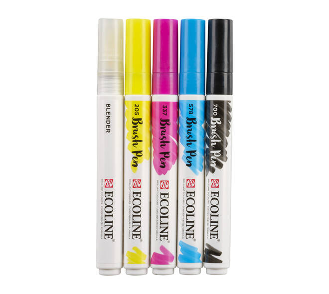 Brushpen Talens Ecoline set à 5 stuks primair