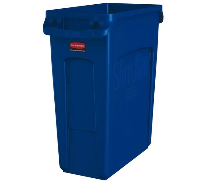 Afvalbak Rubbermaid Slim Jim Vented met luchtsleuven 60 liter blauw