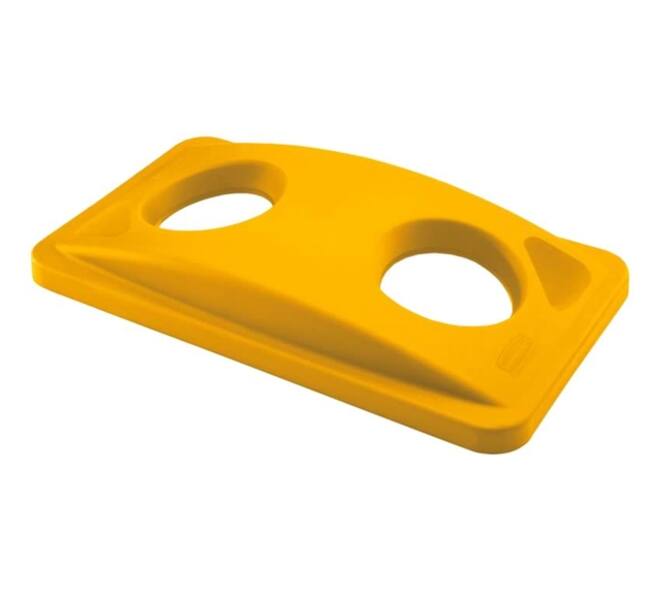 Deksel Rubbermaid Slim Jim Vented inwerpopening voor flesjes en blikjes geel