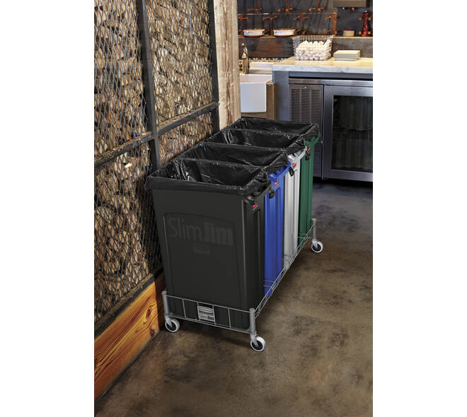 Afvalbak Rubbermaid Slim Jim Vented met luchtsleuven 60 liter zwart