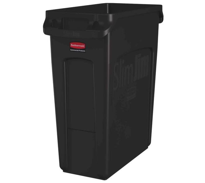 Afvalbak Rubbermaid Slim Jim Vented met luchtsleuven 60 liter bruin