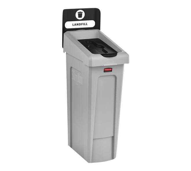 Deksel Rubbermaid Slim Jim Recyclestation gesloten zwart