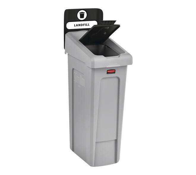 Deksel Rubbermaid Slim Jim Recyclestation gesloten zwart