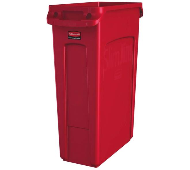 Afvalbak Rubbermaid Slim Jim Vented met luchtsleuven 87liter rood