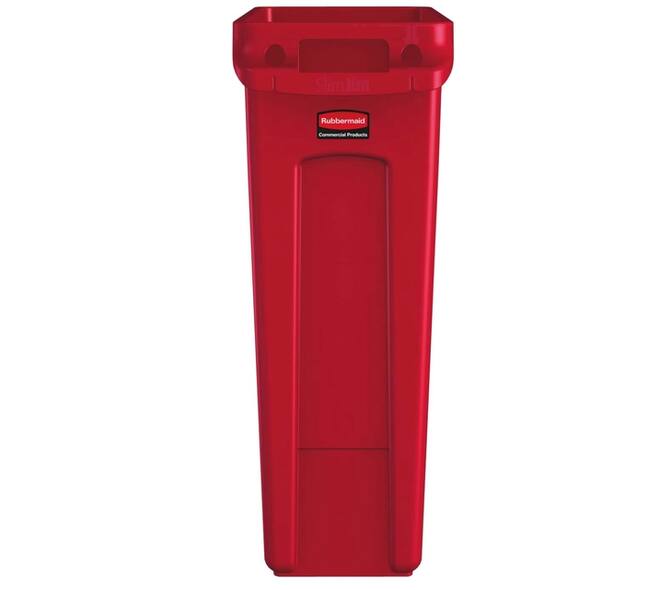 Afvalbak Rubbermaid Slim Jim Vented met luchtsleuven 87liter rood