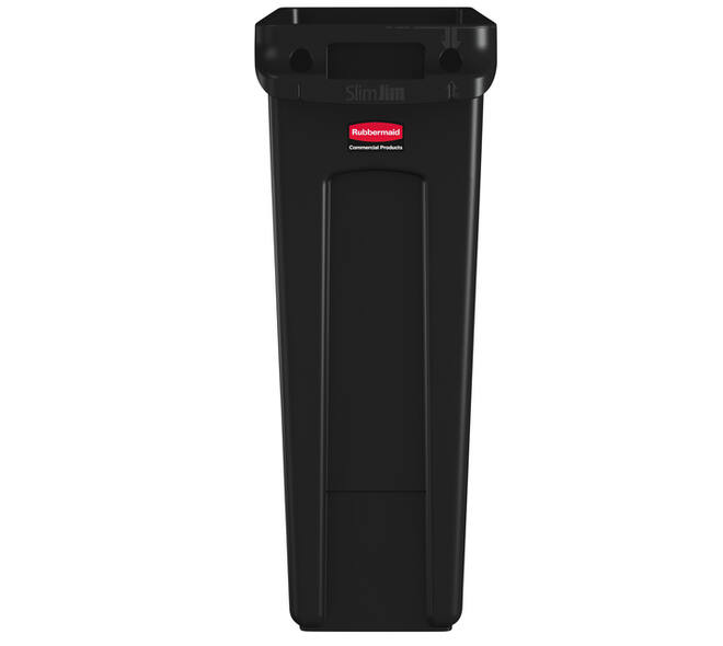 Afvalbak Rubbermaid Slim Jim Vented met luchtsleuven 87 liter zwart