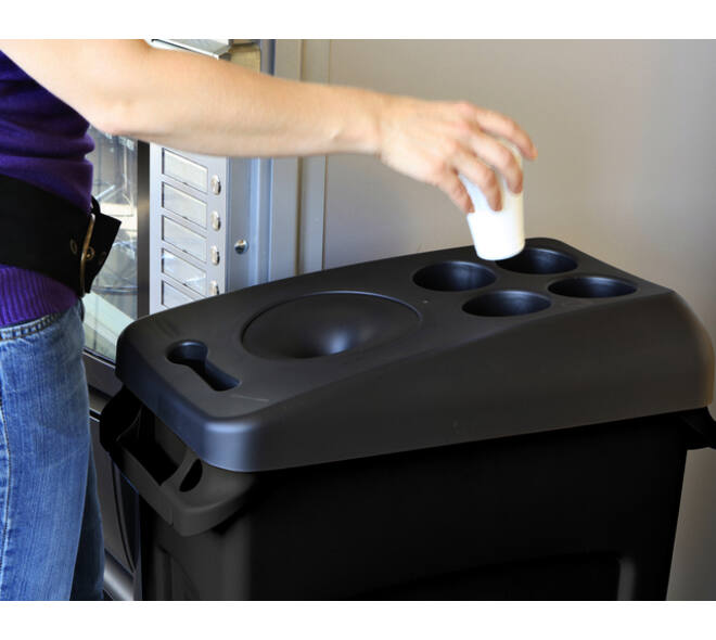 Afvalbak Rubbermaid Slim Jim Vented met luchtsleuven 87 liter zwart