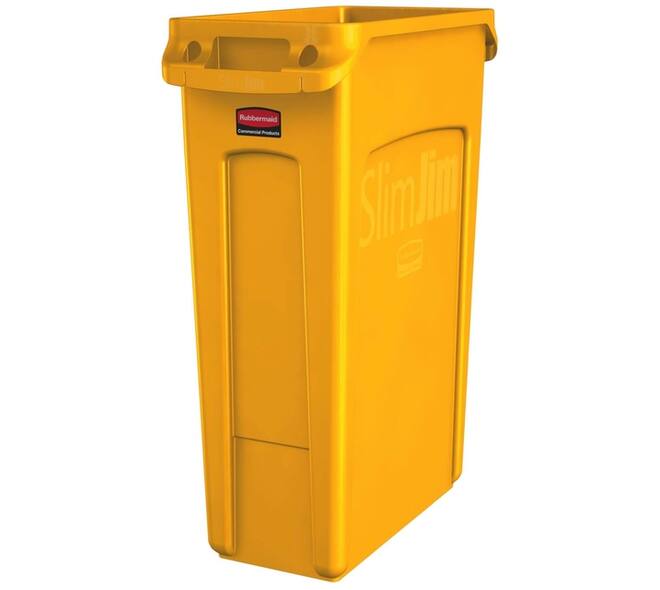 Afvalbak Rubbermaid Slim Jim Vented met luchtsleuven 87 liter geel