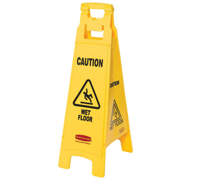 Waarschuwingsbord Rubbermaid vierzijdig Engels 97cm geel