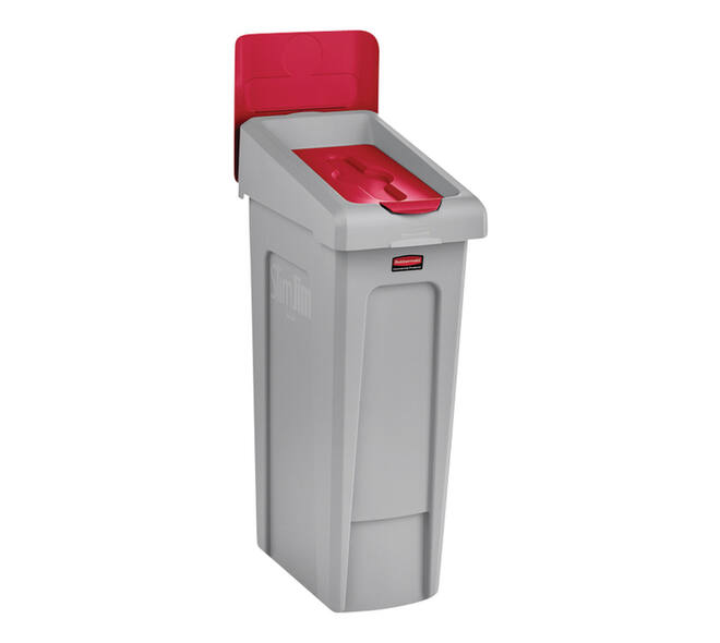 Deksel Rubbermaid Slim Jim Recyclestation gesloten rood