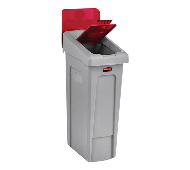 Deksel Rubbermaid Slim Jim Recyclestation gesloten rood
