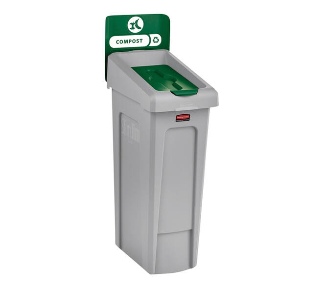 Deksel Rubbermaid Slim Jim Recyclestation gesloten groen