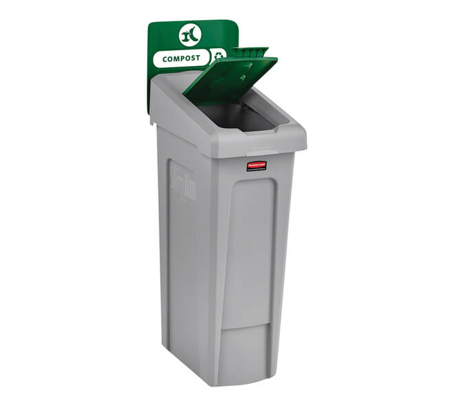 Deksel Rubbermaid Slim Jim Recyclestation gesloten groen