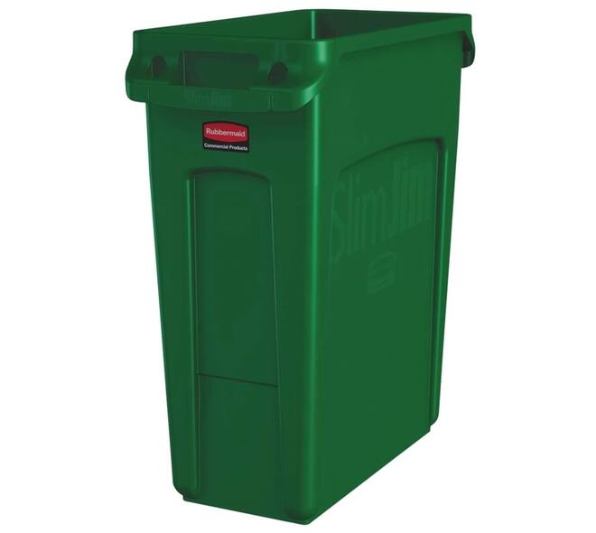 Afvalbak Rubbermaid Slim Jim Vented met luchtsleuven 60 liter groen