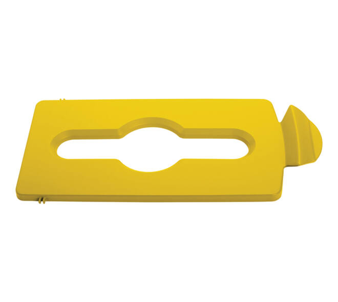 Deksel Rubbermaid Slim Jim Recyclestation inwerpopening voor gemengde recycling geel
