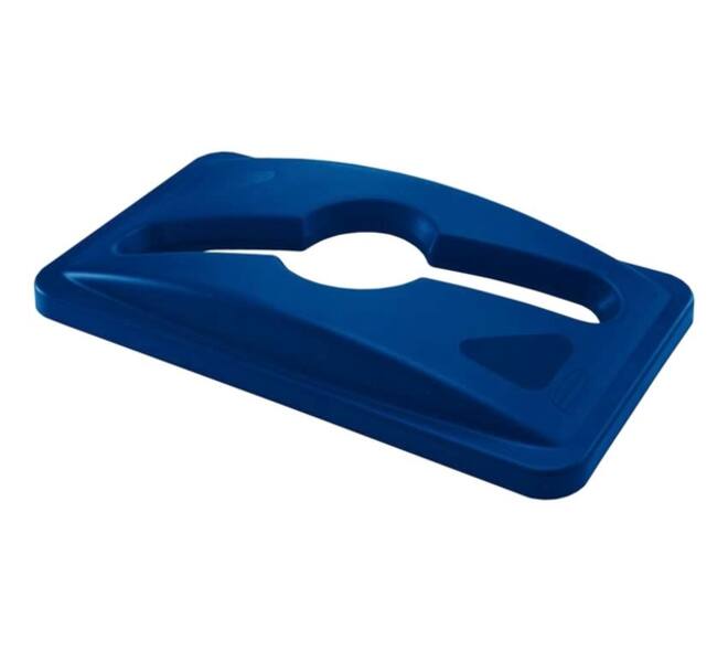 Deksel Rubbermaid Slim Jim Vented inwerpopening voor gemengde recycling blauw