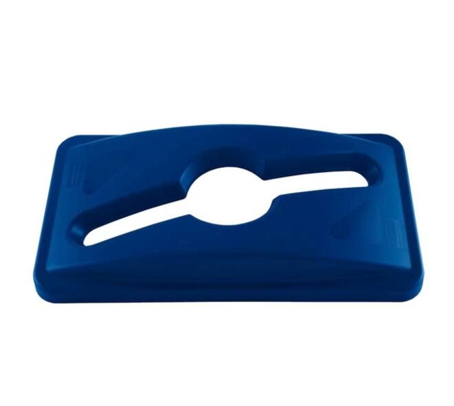 Deksel Rubbermaid Slim Jim Vented inwerpopening voor gemengde recycling blauw