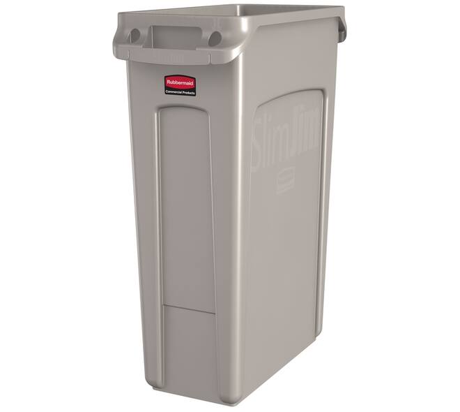 Afvalbak Rubbermaid Slim Jim Vented met luchtsleuven 60 liter beige