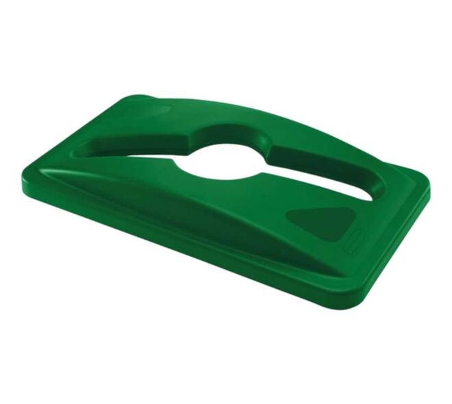 Deksel Rubbermaid Slim Jim Vented inwerpopening voor gemengde recycling groen