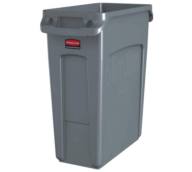 Afvalbak Rubbermaid Slim Jim Vented met luchtsleuven 60liter grijs