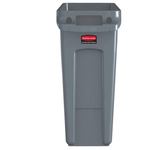 Afvalbak Rubbermaid Slim Jim Vented met luchtsleuven 60liter grijs