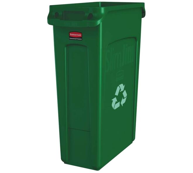 Afvalbak Rubbermaid Slim Jim Vented met luchtsleuven 87 liter groen