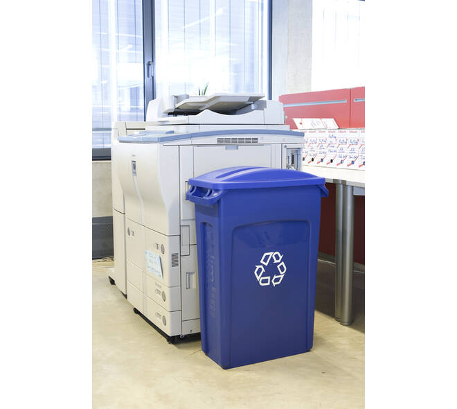 Afvalbak Rubbermaid Slim Jim Vented met luchtsleuven 87 liter blauw