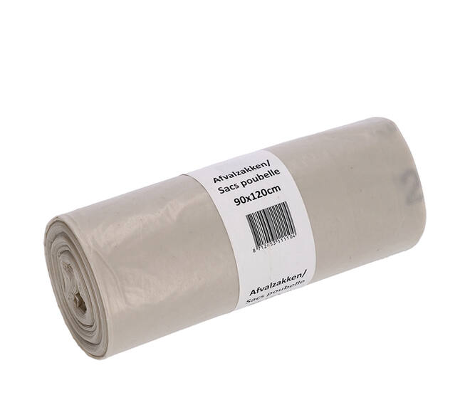 Afvalzak Cleaninq 90x120cm LDPE recycled T80 190L transparant rol à 10 stuks