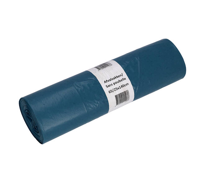 Afvalzak Cleaninq 65/25x140cm LDPE recycled T70 240L blauw rol à 10 stuks