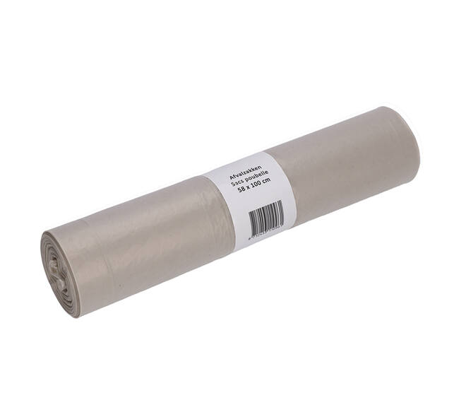 Afvalzak Cleaninq 58x100cm LDPE recycled T50 80L transparant rol à 25 stuks
