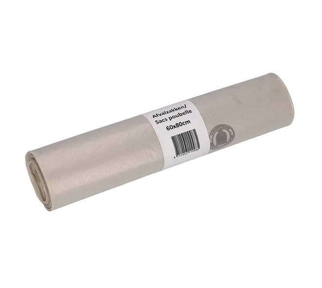 Afvalzak Cleaninq 60x80cm LDPE recycled T50 60L transparant rol à 20 stuks