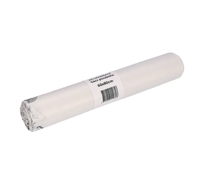 Afvalzak Cleaninq 60x80cm HDPE recycled T23 60L transparant rol à 25 stuks