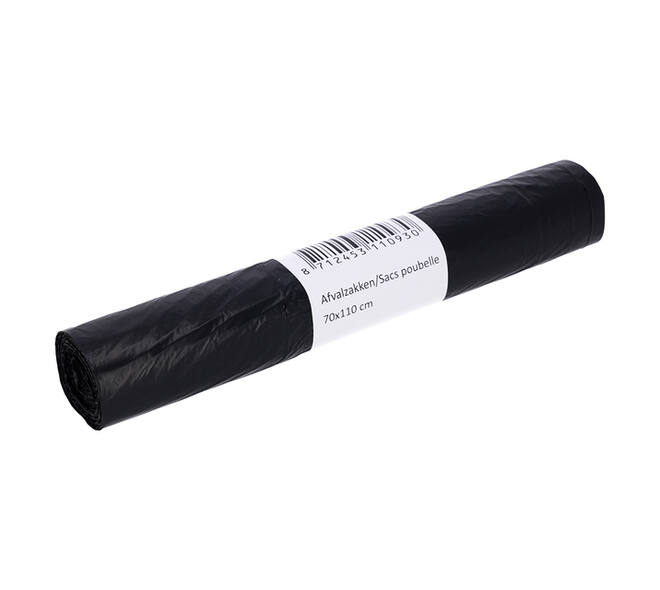 Afvalzak Cleaninq 70x110cm HDPE T25 120L zwart rol à 20 stuks