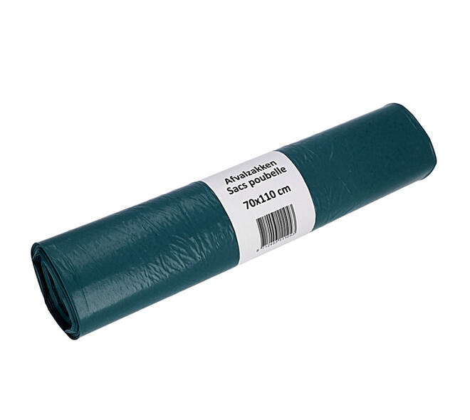 Afvalzak Cleaninq 70x110cm LDPE recycled T50 120L blauw rol à 20 stuks