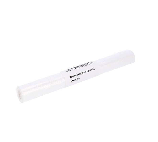 Afvalzak Cleaninq 63x70cm HDPE T15 50L transparant rol à 25 stuks
