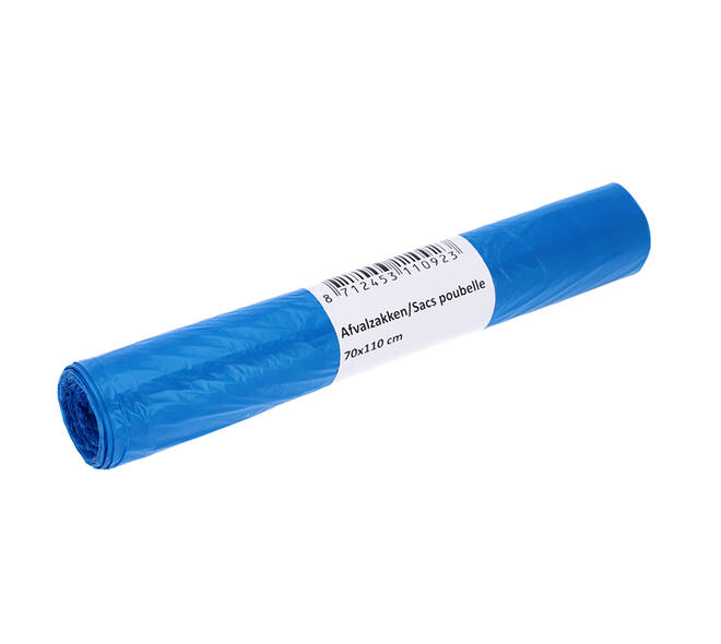 Afvalzak Cleaninq 70x110cm HDPE T25 120L blauw rol à 20 stuks