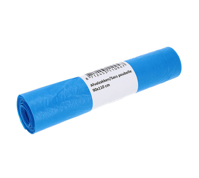 Afvalzak Cleaninq 90x110cm HDPE T25 160L blauw rol à 20 stuks