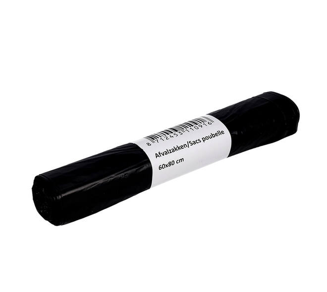 Afvalzak Cleaninq 60x80cm HDPE T23 60L zwart rol à 20 stuks