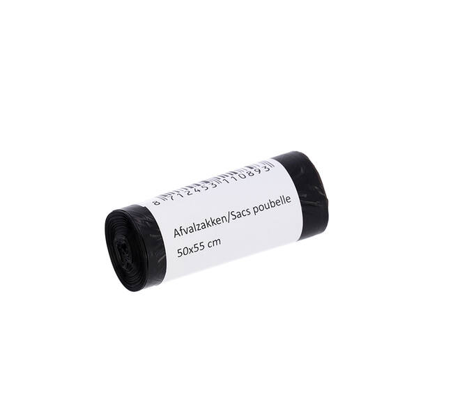 Afvalzak Cleaninq 50x55cm HDPE T15 25L zwart rol à 50 stuks
