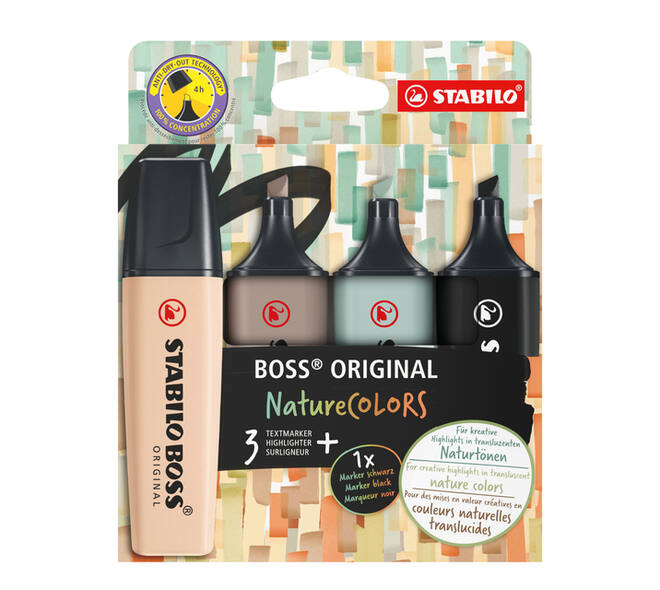 Markeerstift STABILO Boss 70/4 nature colors etui à 4 stuks