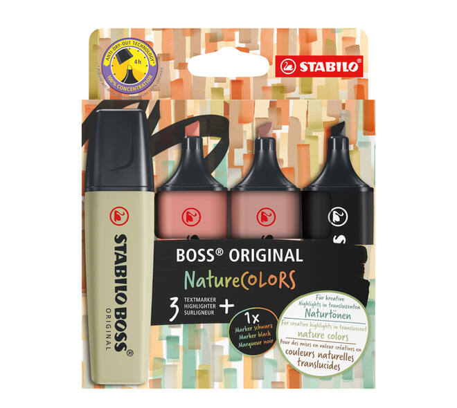 Markeerstift STABILO Boss 70/4 nature colors etui à 4 stuks