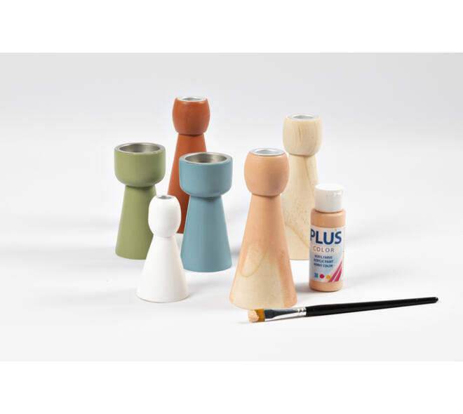 Kandelaar Creativ Company hout conisch 14.5cm