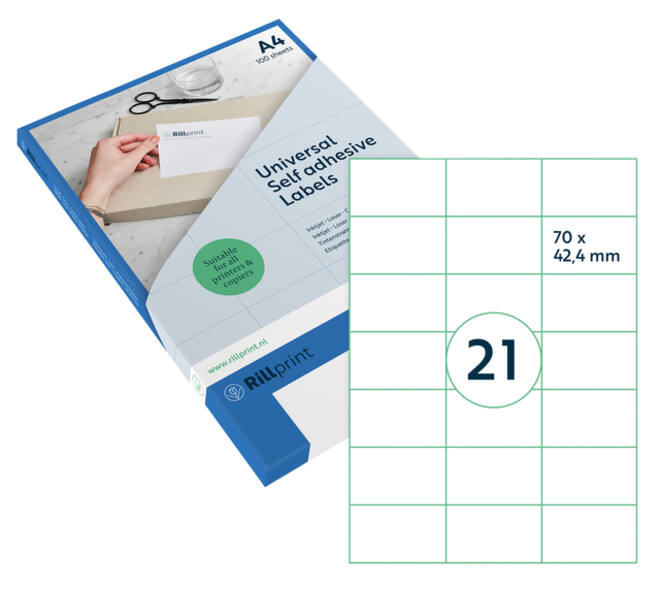 Etiket Rillprint 70x42.4mm mat transparant 525 stuks